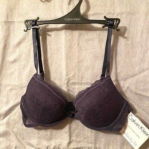Calvin Klein Dark Blue Lace Bra - Size 34B